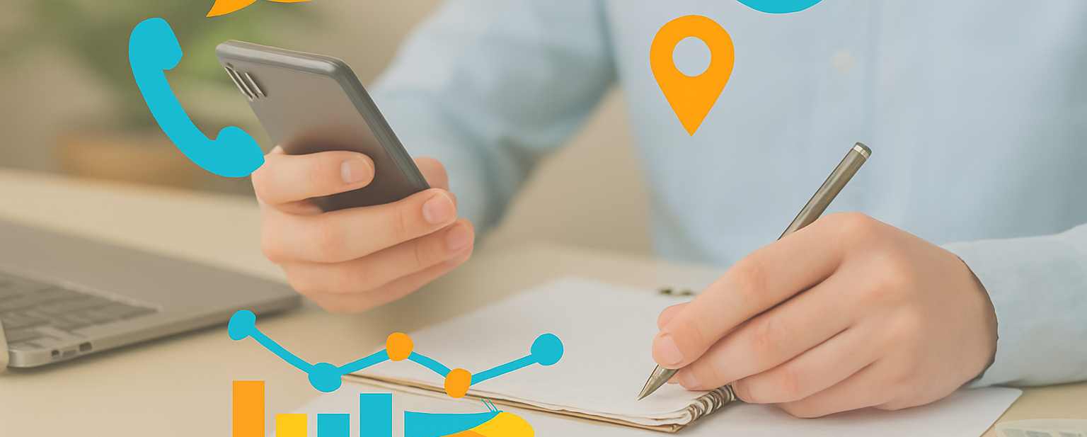 Contact visuals including email icons, chat bubbles, calendar tools, and support graphics by Support Logix
