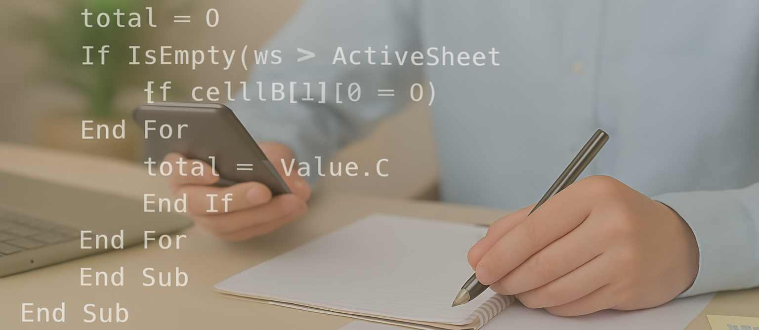VBA Programming hero banner with code overlay